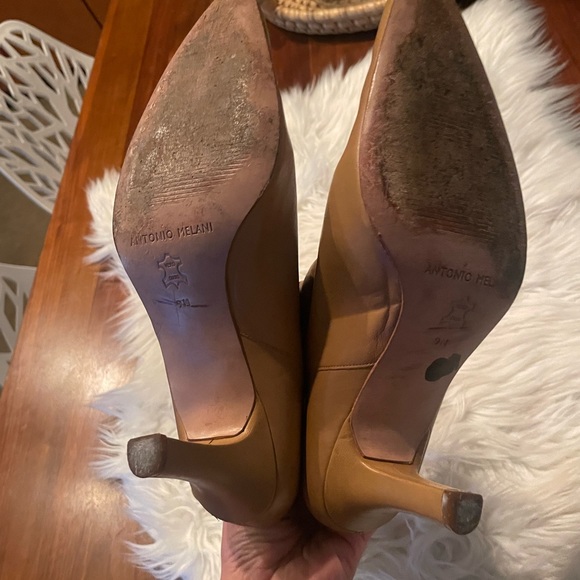 Antonio Melani Tan Leather Heeled Ankle Boots Size 9 - Picture 8 of 10